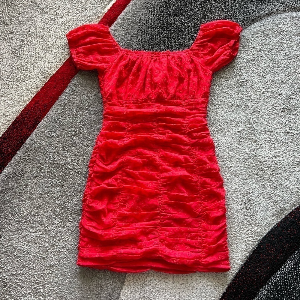 Lulu’s Red Ruched Mini Dress - Picture 3 of 3